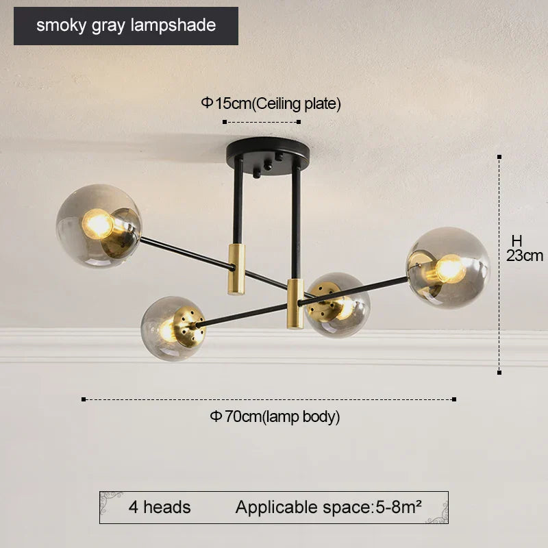 ثريا كروية دائرية LED من DecorBites™ باللونين الأسود والذهبي - إضاءة أنيقة للمنزل