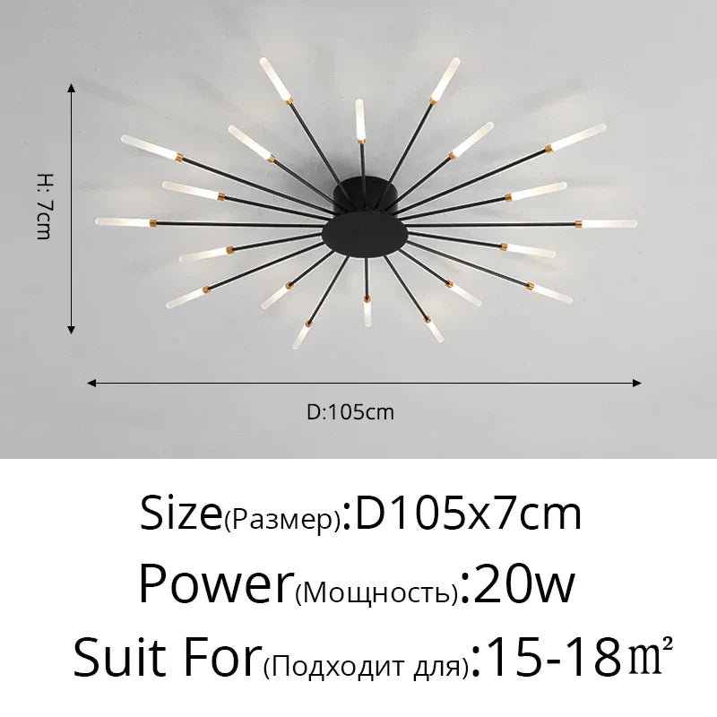 وحدة إضاءة سقف LED أكريليك DecorBites™ لغرفة النوم والردهة وغرفة المعيشة وغرف الأطفال، تصميم عصري لامع