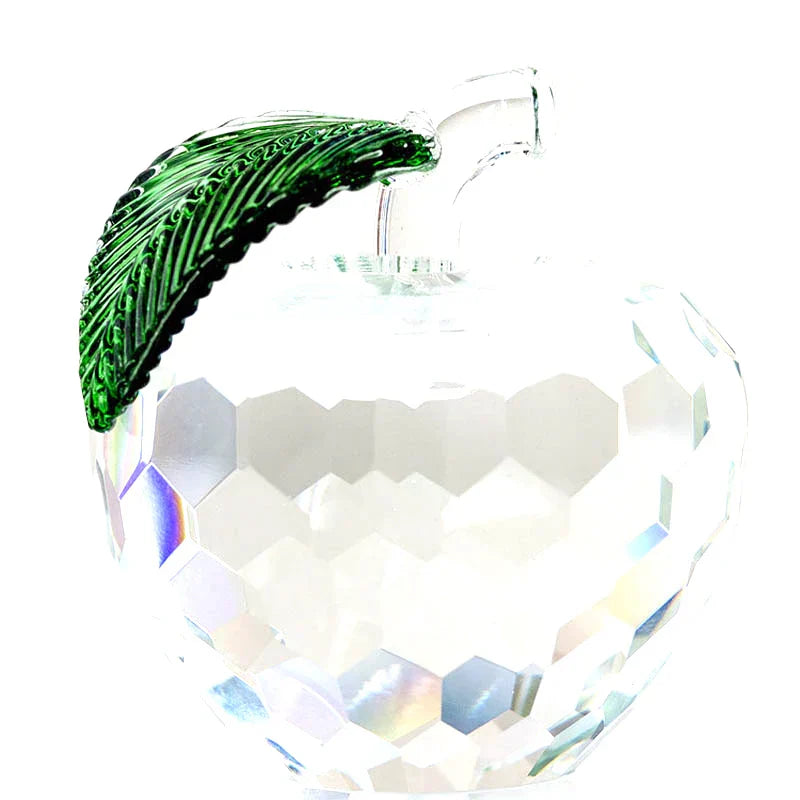 DecorBites™ ثقالة ورق زجاجية على شكل تفاحة صفراء ثلاثية الأبعاد - تماثيل للزينة لديكور مكتب المكتب
