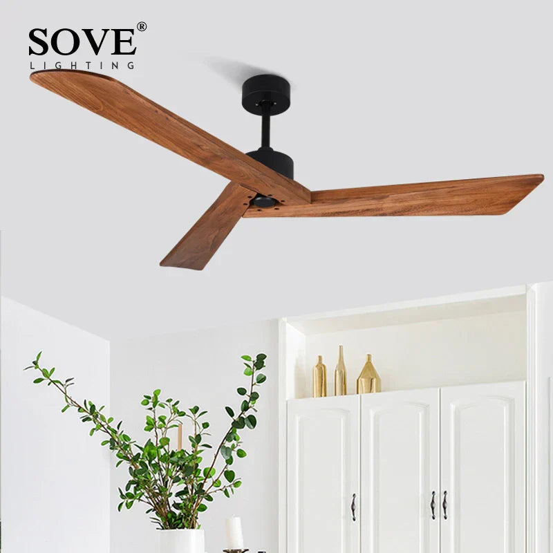 DecorBites™ 60" Wood Ceiling Fan, Remote Control, Creative Living Room Dining Room Loft, DC Fan