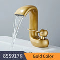 DecorBites™ Gold Basin Faucet: صنبور خلاط نحاسي عصري بمقبض واحد للمغسلة للحمام