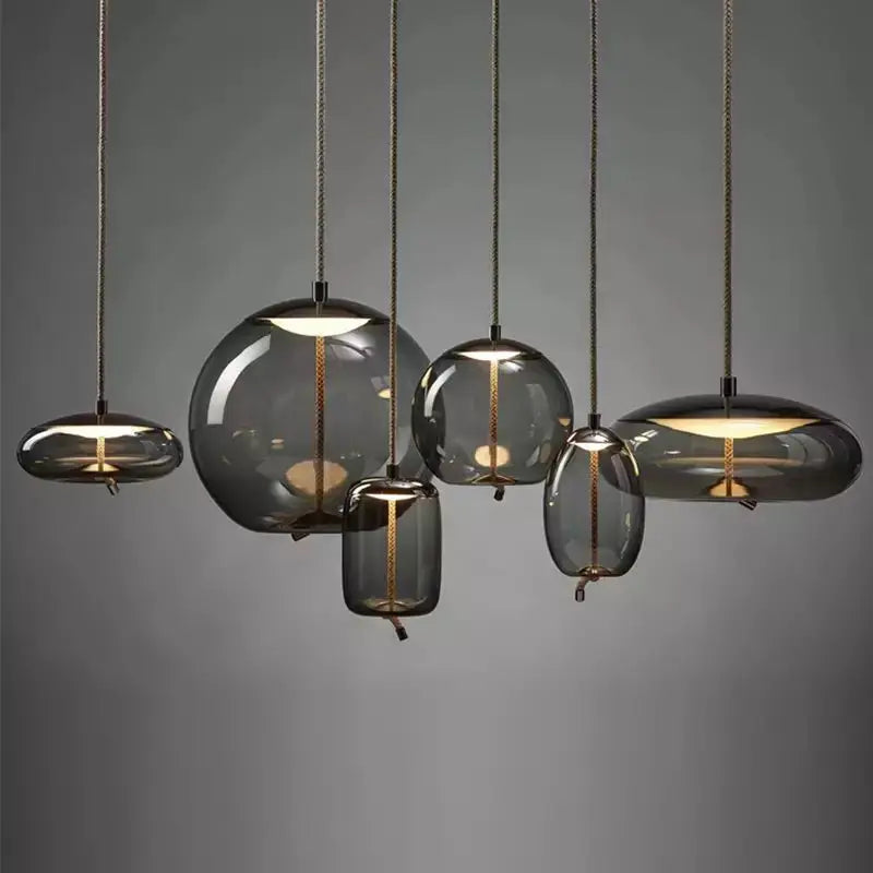 مصابيح تعليق على شكل عقدة من حبل القنب من DecorBites™ - مصباح زجاجي معلق