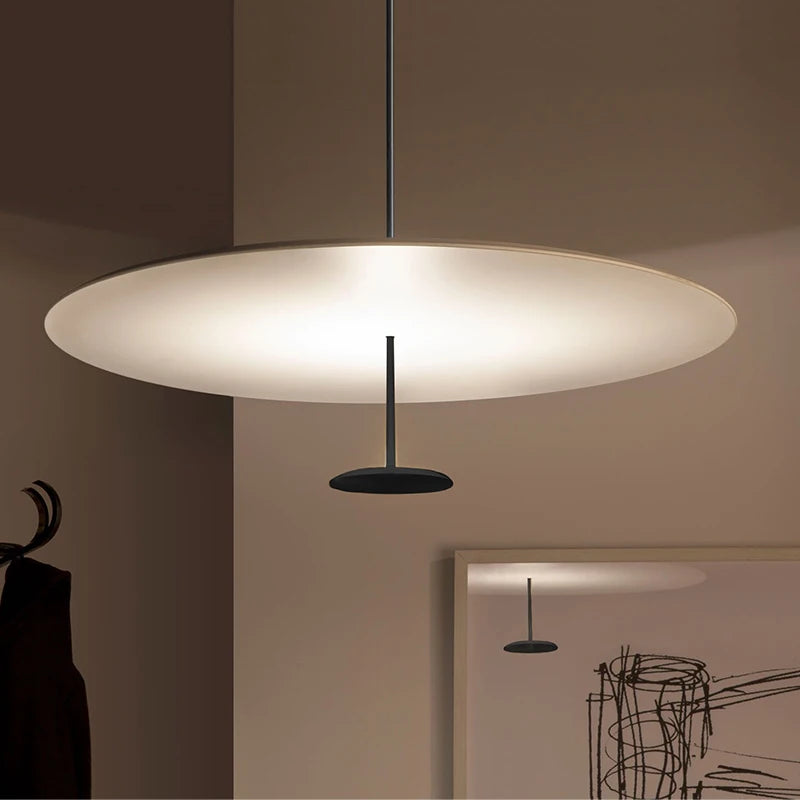 Postmodern Saucer Metal Pendant Light in White or Black