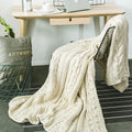 Couverture en laine tricotée épaisse beige kaki DecorBites™