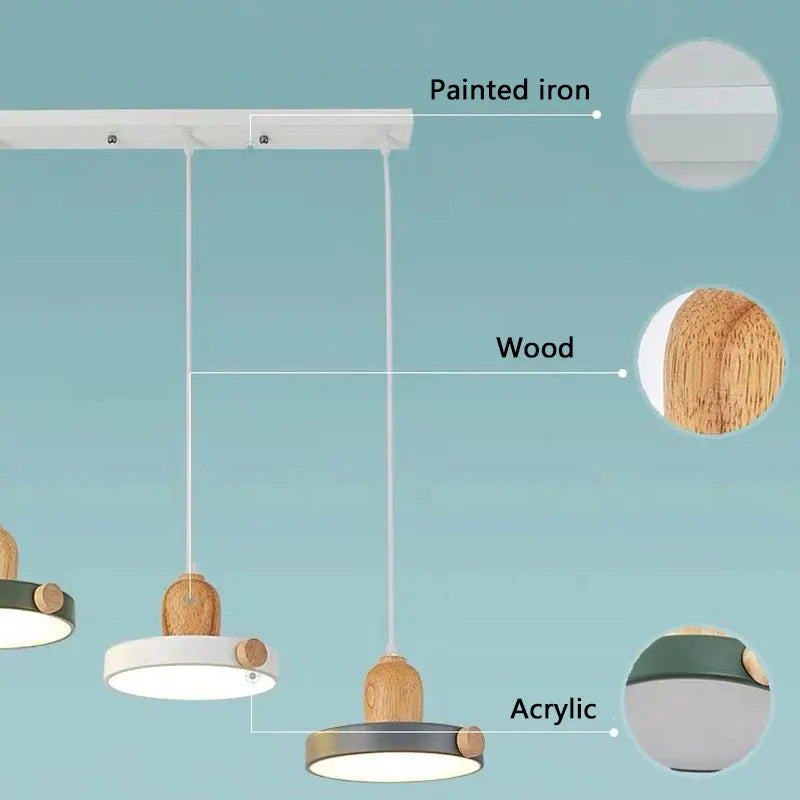 DecorBites™ LED Wood Iron Pendant Light for Study, Bedside - Nordic Modern Design
