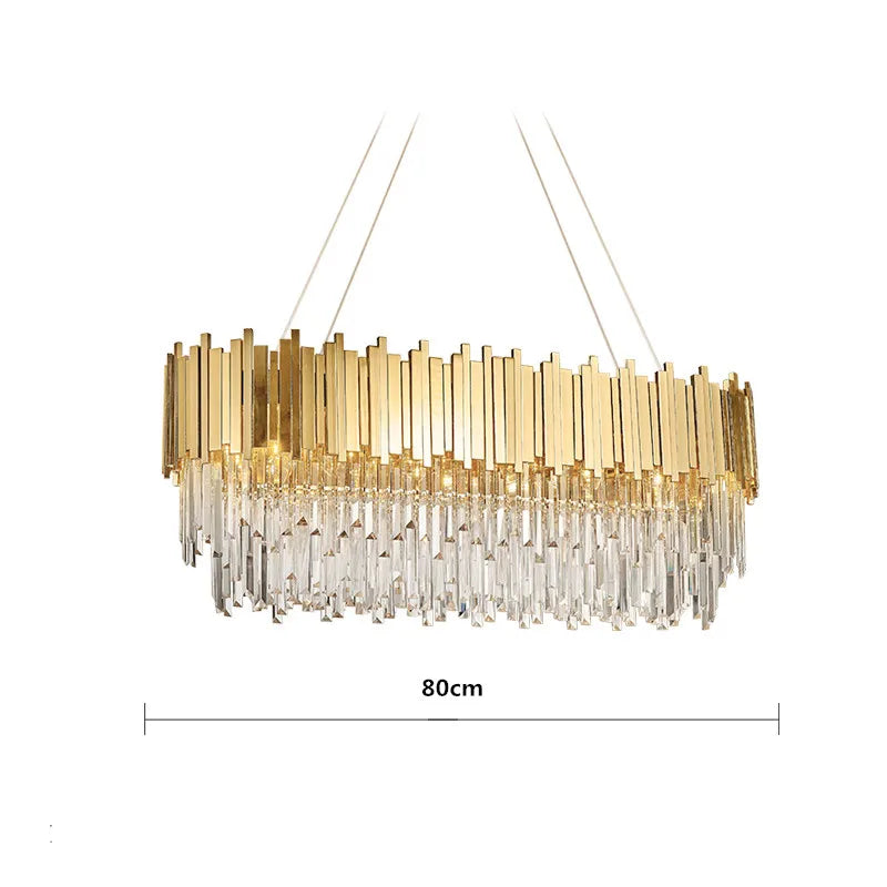 DecorBites™ Crystal LED Chandelier: Adjustable Metal Hanging Lamp for Living Room, Dining, Bedroom