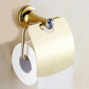 DecorBites™ طقم أدوات حمام ذهبية: رف مناشف، حامل ورق تواليت، قضيب مناشف، خطاف