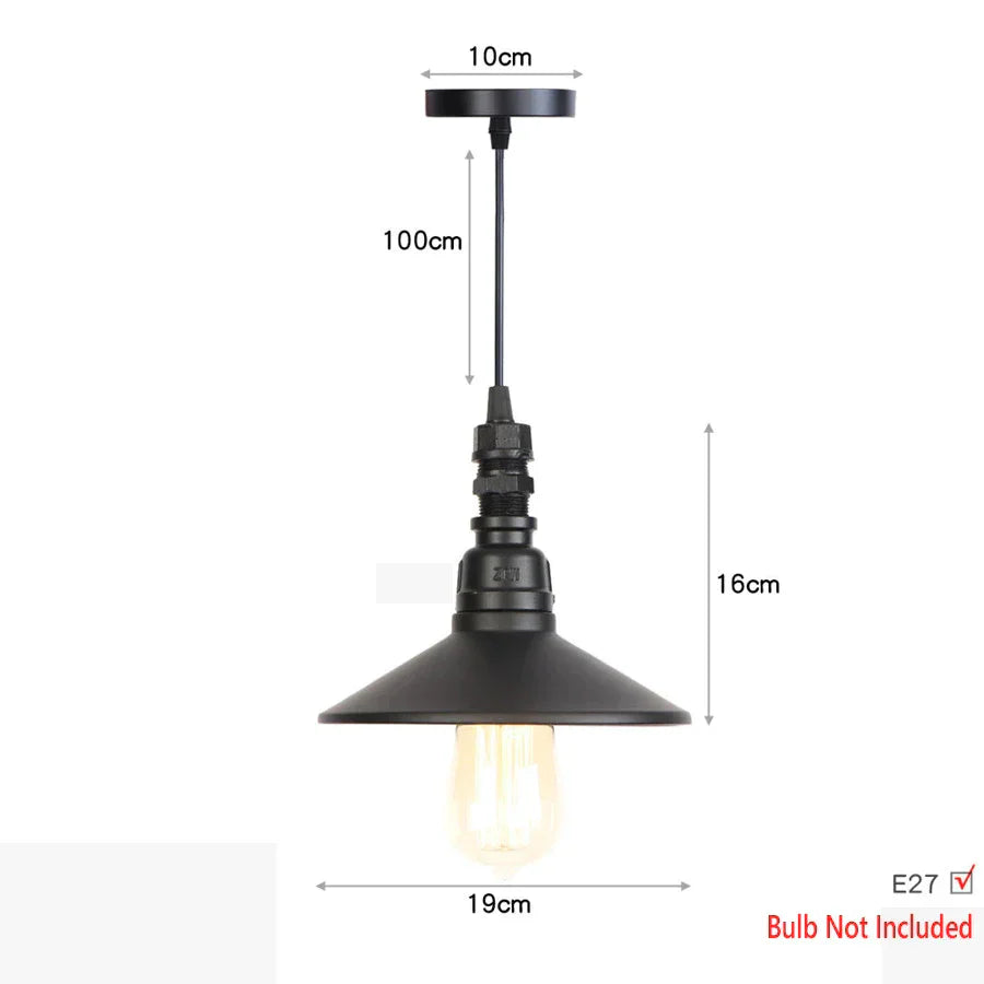 DecorBites™ Iron Pipe Pendant Lights Holder Retro Loft Indoor Ceiling Hanging Lamp