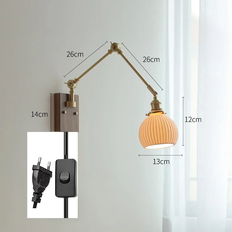 DecorBites™ Copper Swing Arm Wall Lamp Sconce - LED Wall Light for Bedroom Living Room
