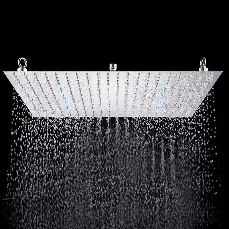 DecorBites™ 20 Inch Square Stainless Steel Rainfall Shower Head - Luxury Chrome Finish
