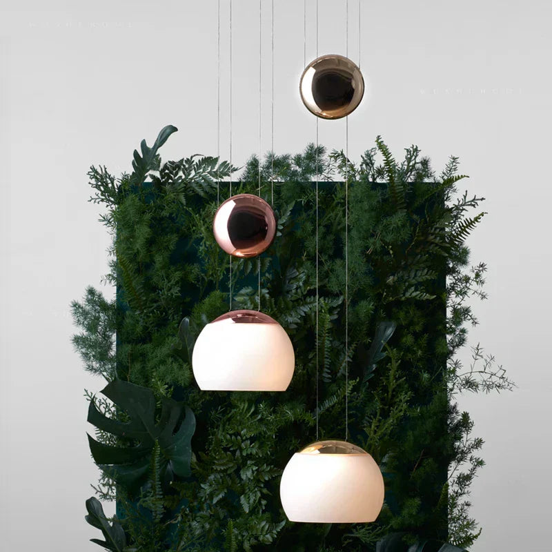 DecorBites™ مصباح معلق زجاجي LED حديث JOJO، ارتفاع قابل للتعديل، إضاءة ذهبية للطاولة الجانبية