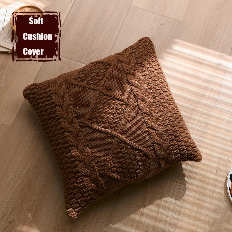 DecorBites™ Housse de Coussin en Tricot Losange : Housse de Coussin Décorative Super Douce pour la Maison