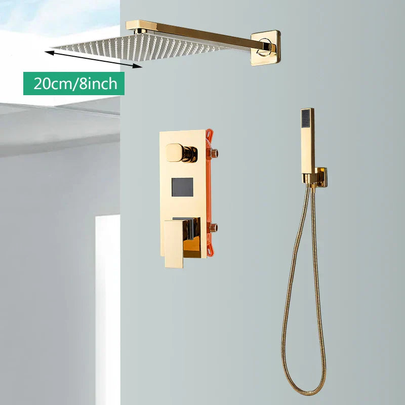 نظام دش Gold Digital Display من DecorBites™ مع صنبور حوض الاستحمام