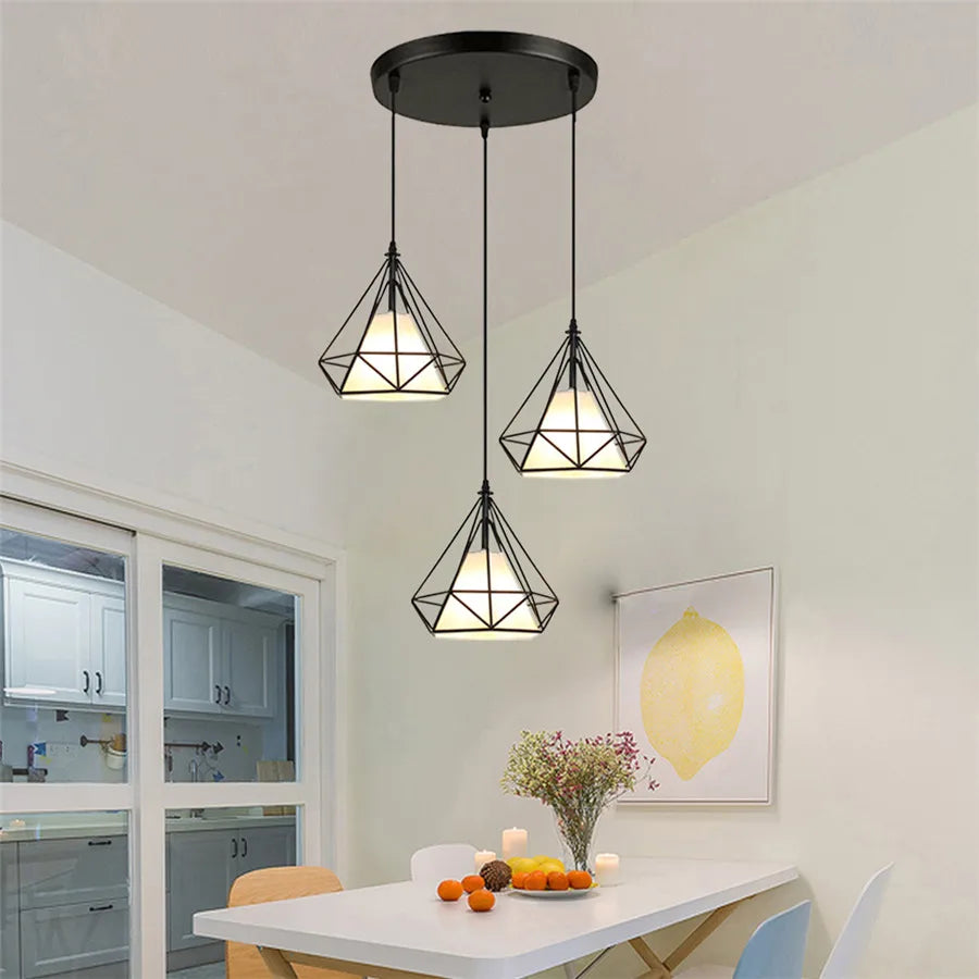 ثلاثي فوانيس الإضاءة المعلقة DecorBites™ Diamond لغرفة الطعام والمطبخ الحديثة