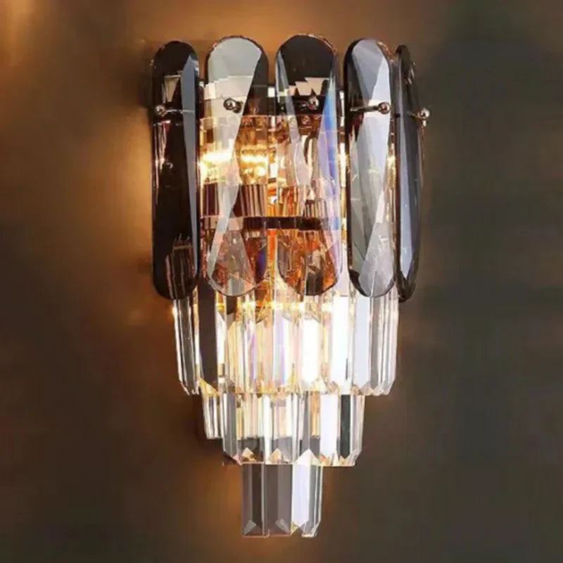 DecorBites™ Crystal Wall Lamp: Modern Luxury LED Lighting for Living Room, Bedroom, and Staircase