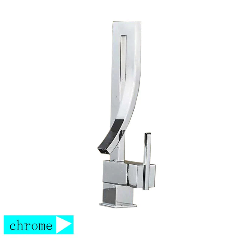DecorBites™ Black Brass Waterfall Basin Faucet with Single Handle Mixer Tap