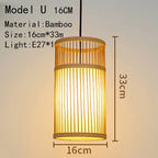 Handwoven Rattan Bamboo Pendant Light in Black