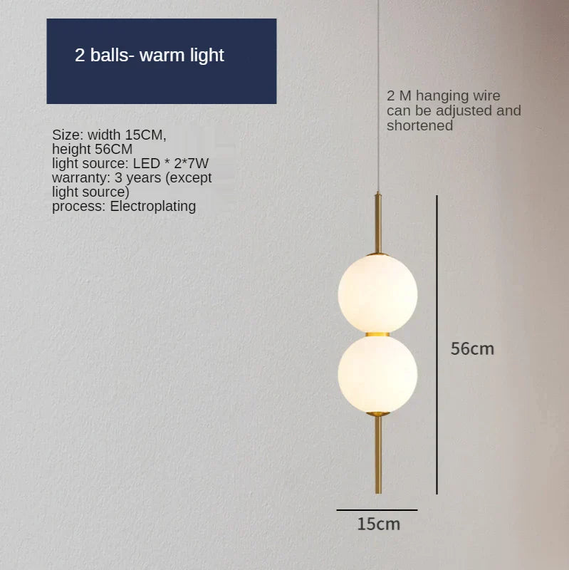 DecorBites™ Glass Ball LED Pendant Lamps - Warm Milky White Hanging Lights
