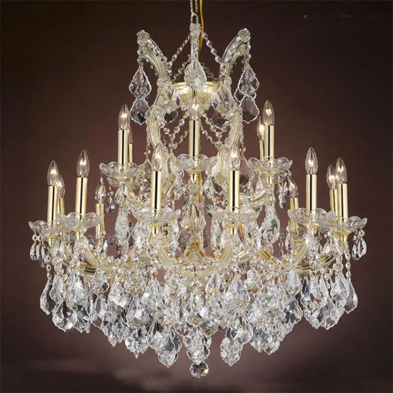 DecorBites™ Crystal Candle Chandelier: Elegant LED Pendant Lamps for Home, Hotel, Villa Hall