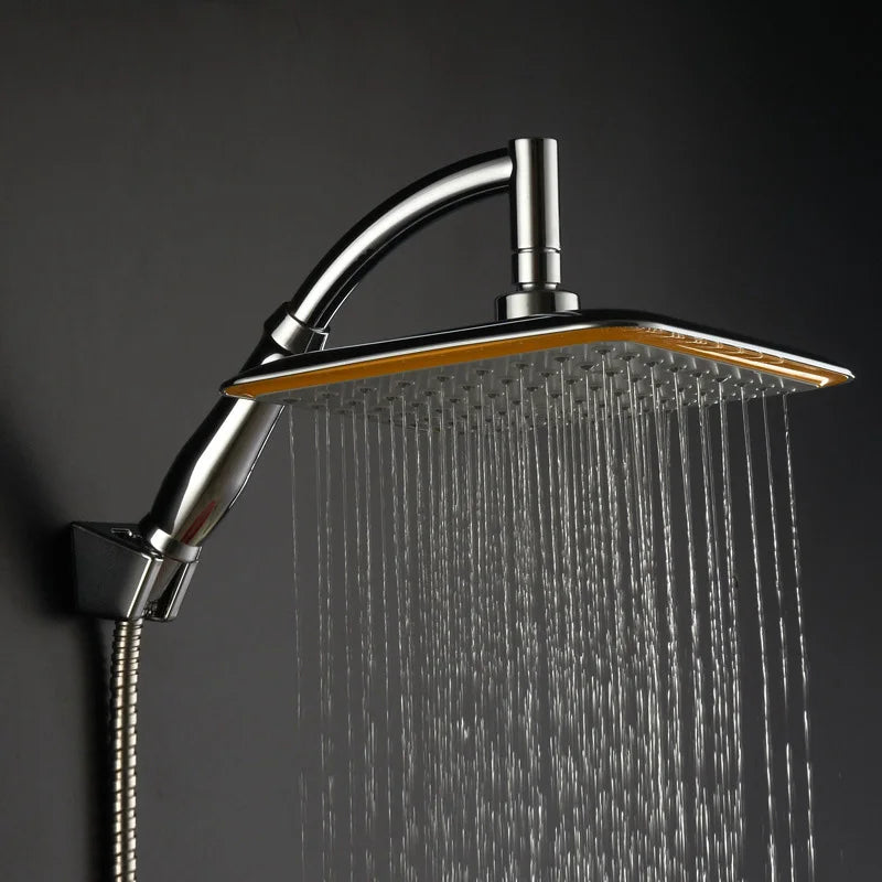 DecorBites™ 20cm Square Chrome Rainfall Shower Head with Arm