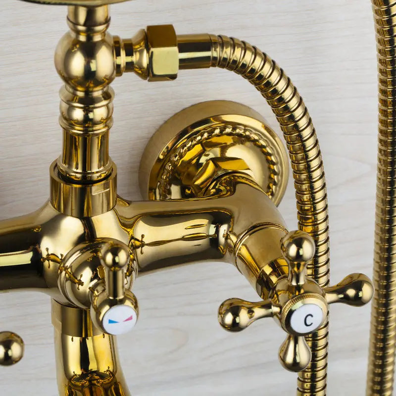 خلاط صنبور دش DecorBites™ الذهبي بمقبضين مزدوجين لحوض الحمام وحوض الاستحمام