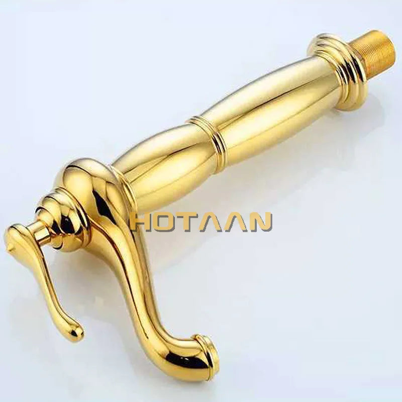 خلاط حوض طويل DecorBites™ Gold Brass: صنبور خلاط طراز أوروبي فاخر Y-5062