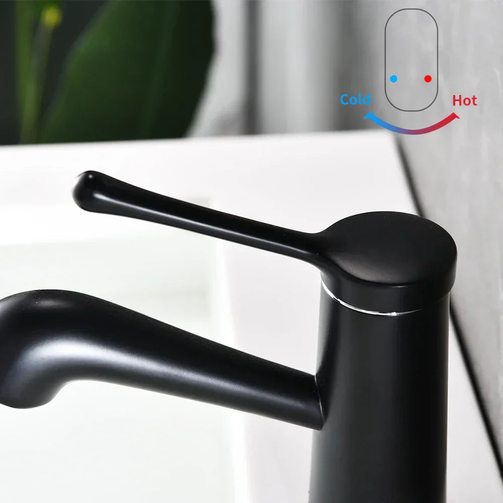 DecorBites™ Gold Waterfall Basin Faucet Mixer Tap Modern Single Hole Cold Hot Water