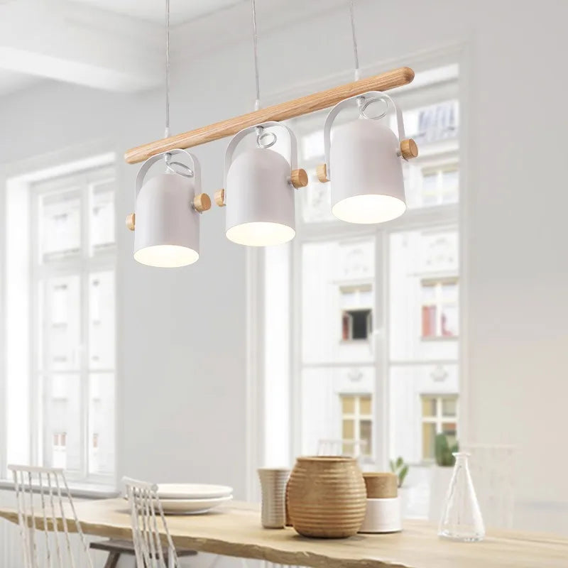 DecorBites™ 3-Light Wooden Iron Art Pendant Lamp for Dining Living Room Restaurant