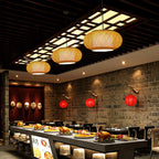 Handwoven Rattan Bamboo Pendant Light in Black