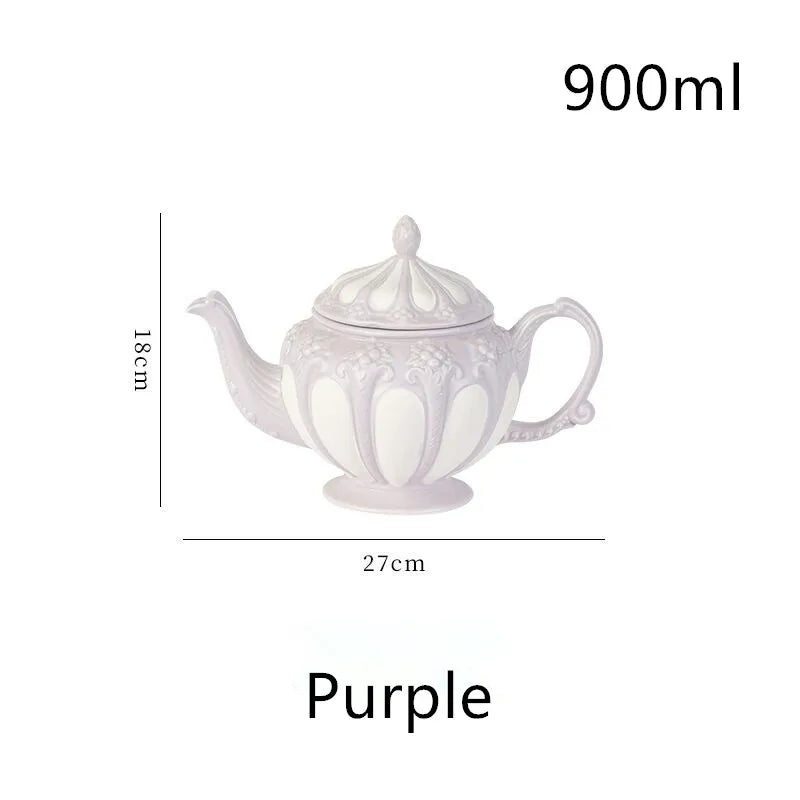 Service à thé élégant en porcelaine DecorBites™ : théière, tasses, soucoupes, cafetière haut de gamme, parfait pour les fêtes