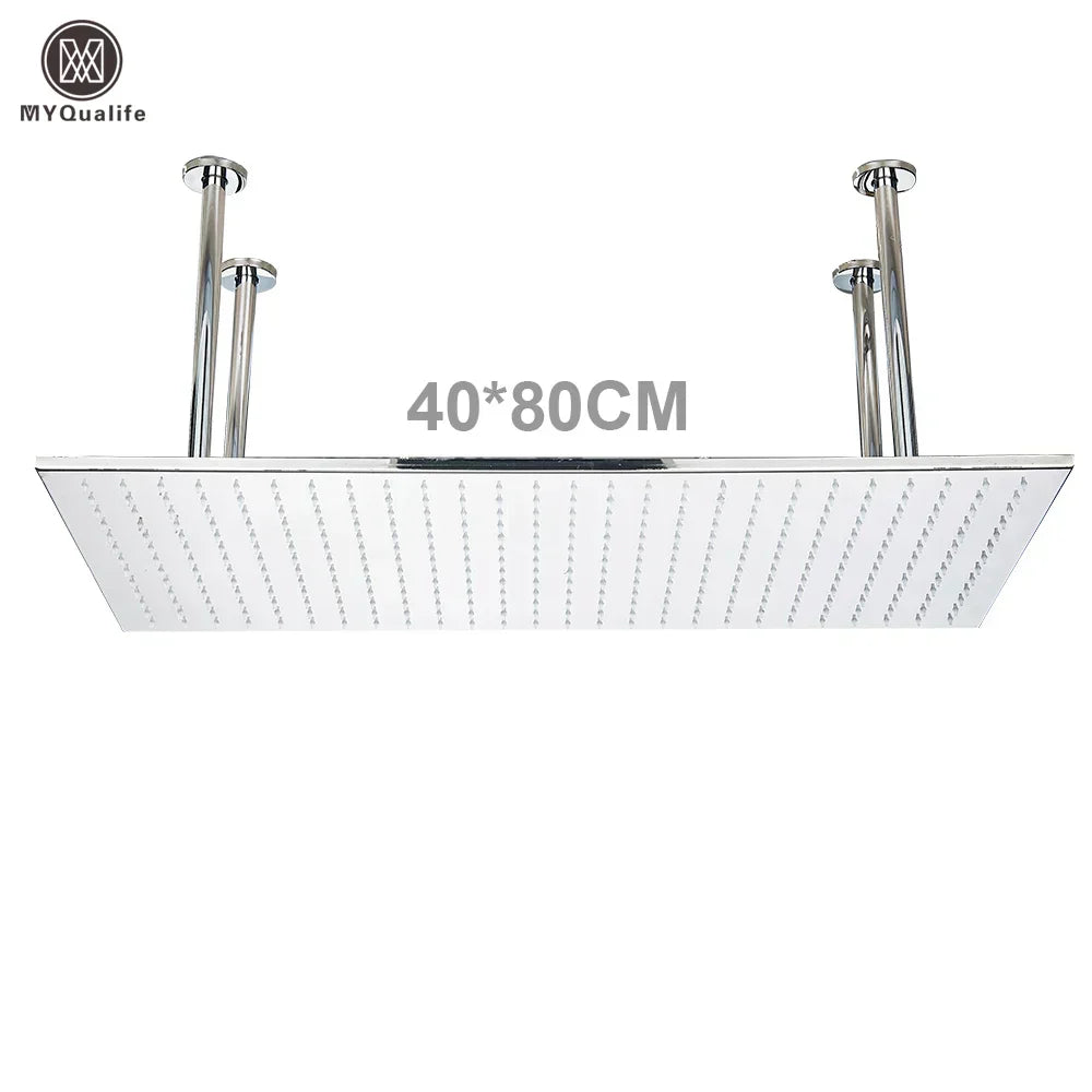 DecorBites™ 16"x32" LED Rainfall Shower Head - Color Changing Luxury Square Design