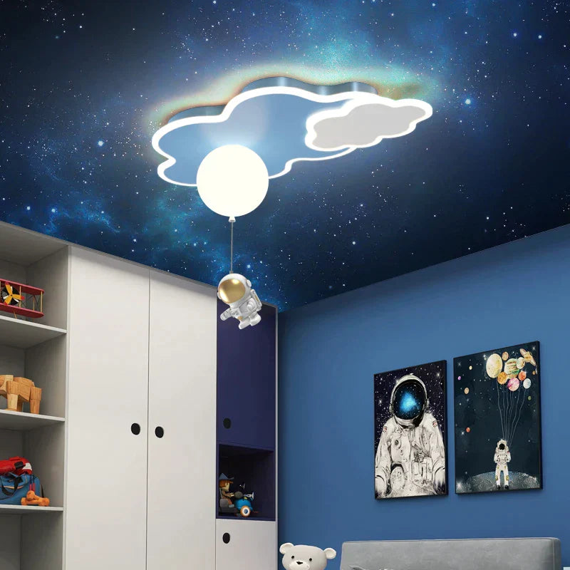 مصباح سقف DecorBites™ Kids Space Theme - بتصميم رائد فضاء وطائرة لغرفة النوم