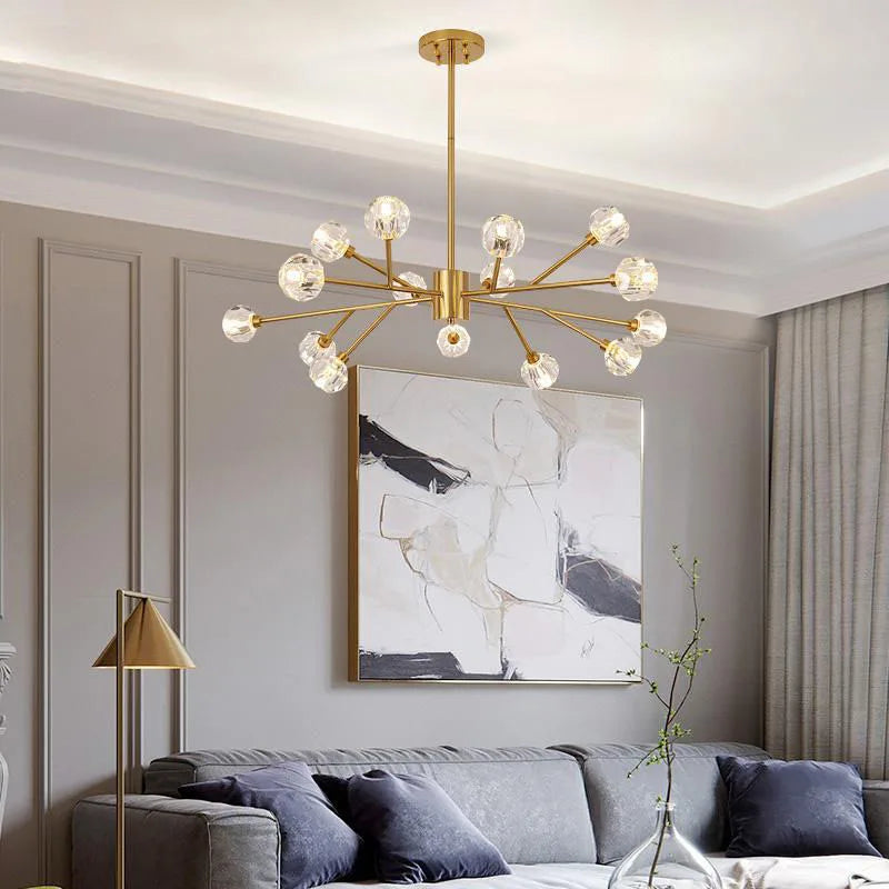 DecorBites™ Crystal LED Chandelier: Modern Nordic Design Copper Ceiling Light Fixture