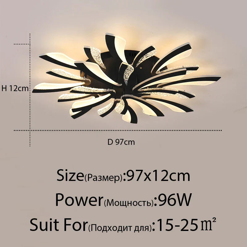 ثريا سقف LED DecorBites™ لغرفة المعيشة وغرفة النوم وغرفة الطعام وغرفة الدراسة (أبيض/أسود)