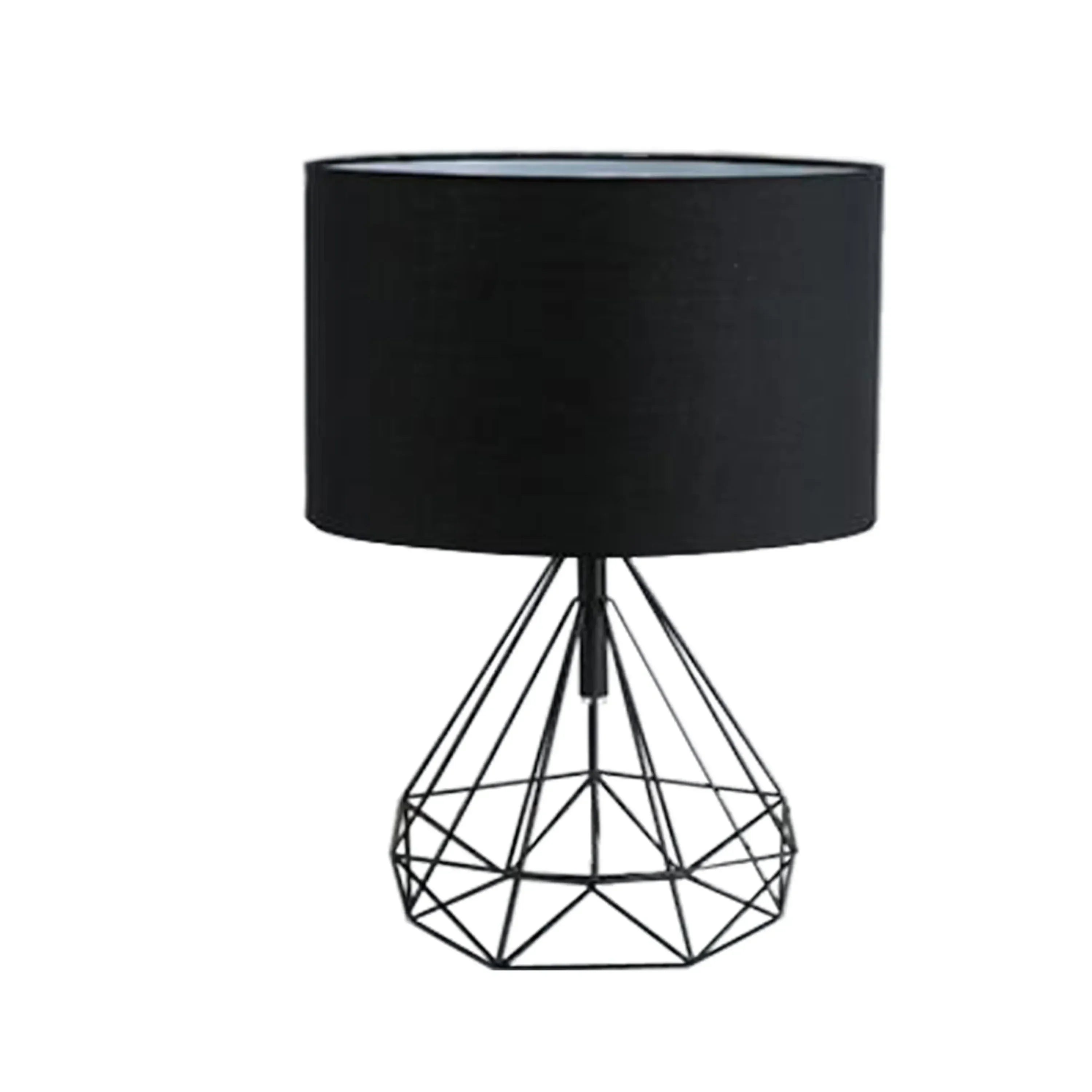 DecorBites™ Geometric Gold Desk Lamp with Hollow Diamond Design and Cloth Shade