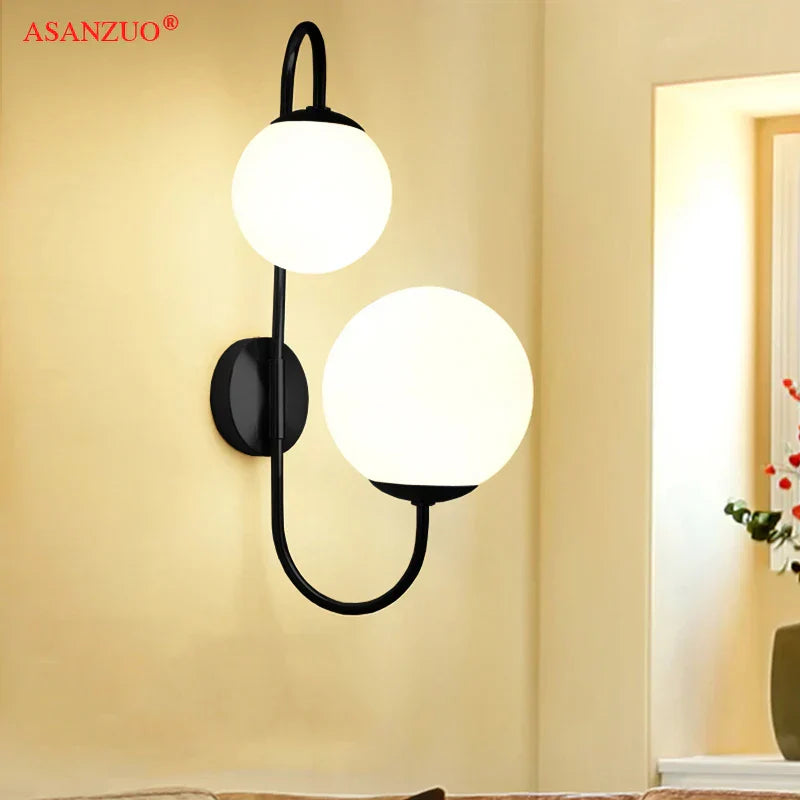DecorBites™ مصباح حائط زجاجي ذهبي كروي LED دائري
