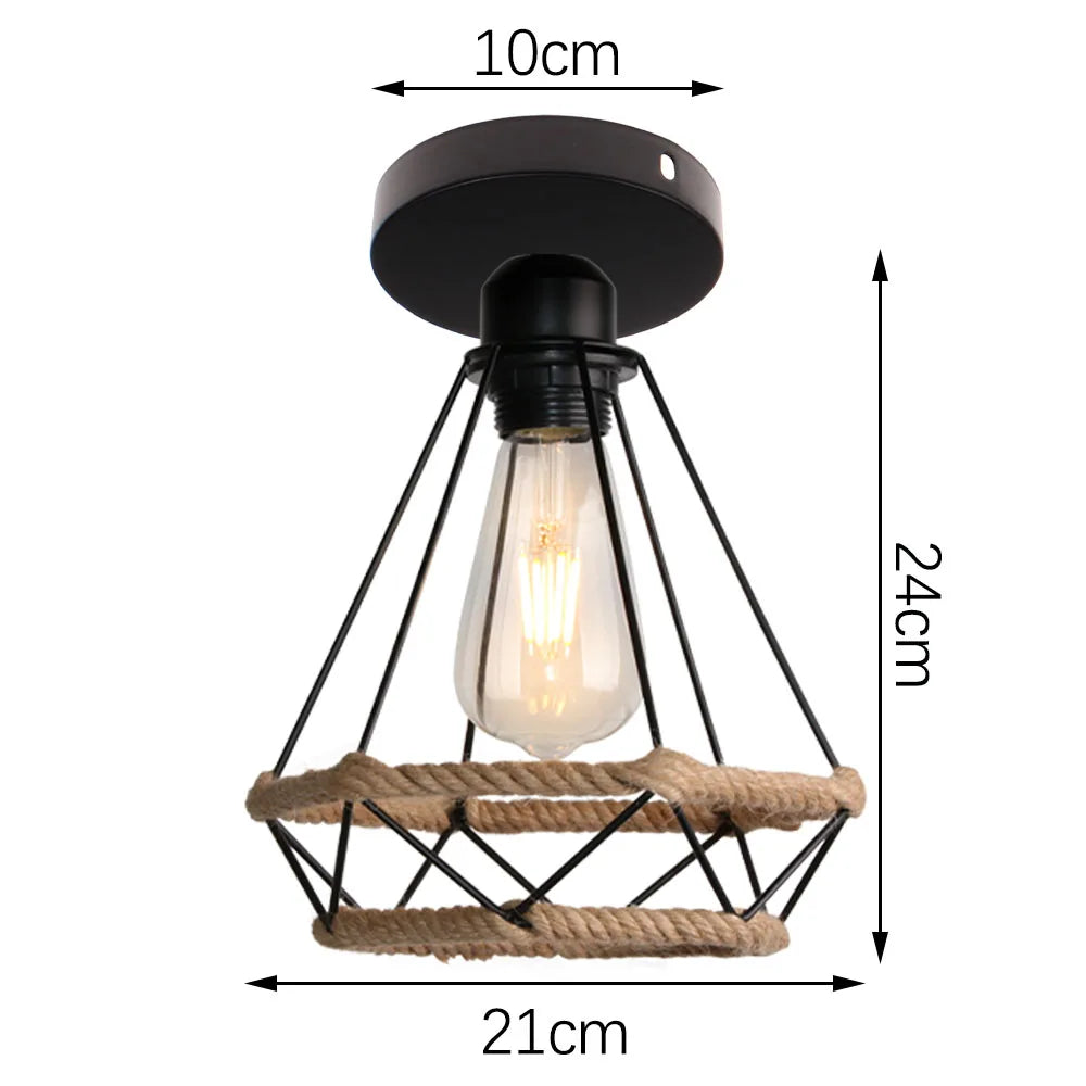 DecorBites™ Iron Cage Ceiling Light Modern Nordic Retro Black Loft E27 Home Lighting