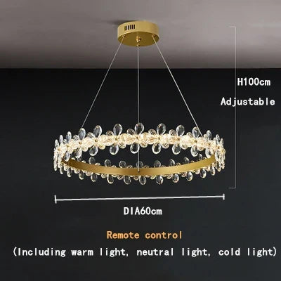 DecorBites™ Crystal LED Chandelier: Luxury Lighting for Living, Dining, Kitchen - Elegant Iron & Aluminum Design