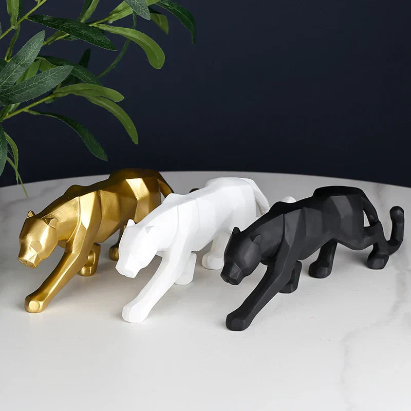 DecorBites™ Black Panther Resin Geometric Statue Decor Ornament