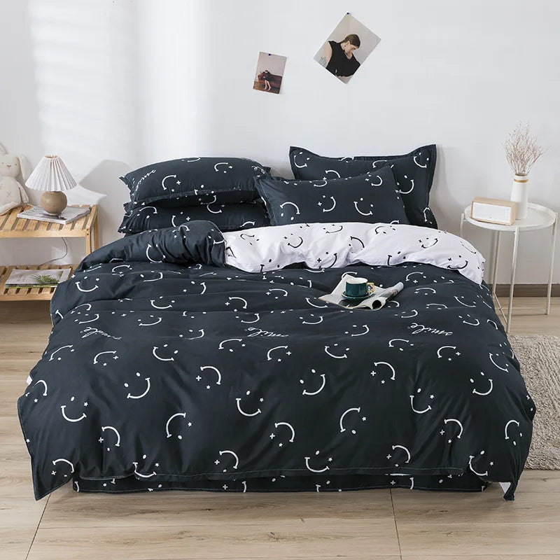DecorBites™ Letter Happy Little Dog Print Bedding Set for Single Double Bed, 3/4Pcs