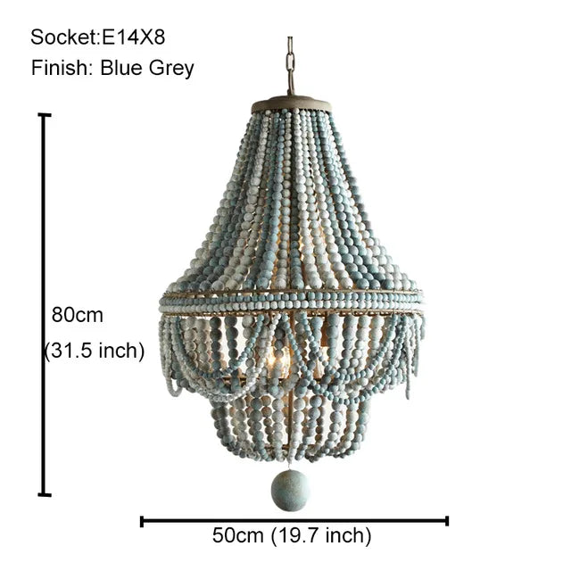 DecorBites™ French Country Wood Bead Chandelier: 3/5 Lights Princess Decorative Hanging Fixture