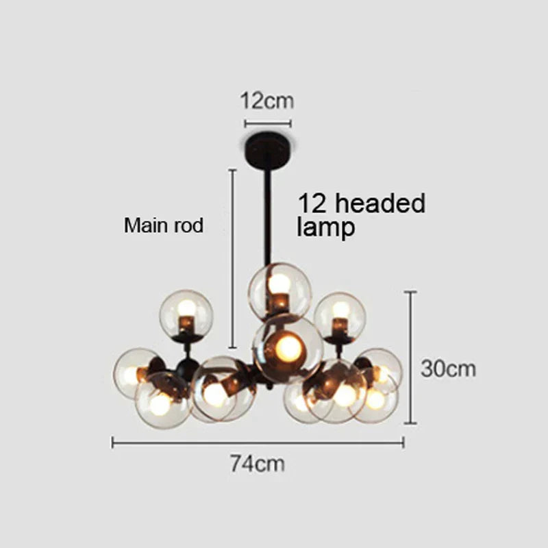 DecorBites™ Glass Ball Pendant Lamp: Modern Industrial Loft Iron Luminaria Light