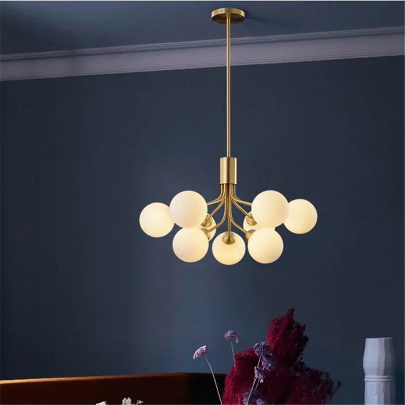 DecorBites™ ثريا كرة زجاجية ذهبية: إضاءة LED فاخرة لغرفة الطعام والمطبخ والمقهى