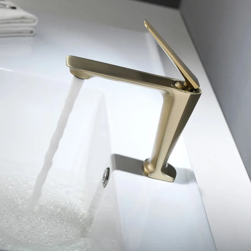 DecorBites™ Brushed Gold Basin Faucet - Hot/Cold Sink Tap - Deck Mount Mixer