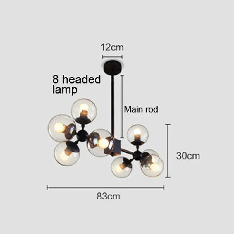 DecorBites™ Glass Ball Pendant Lamp: Modern Industrial Loft Iron Luminaria Light
