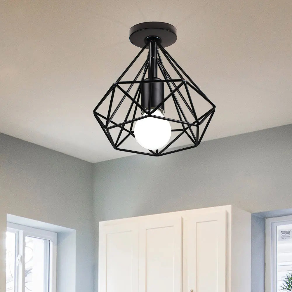 DecorBites™ Iron Cage Ceiling Light Fixture Retro Nordic Design Home Kitchen Lamp