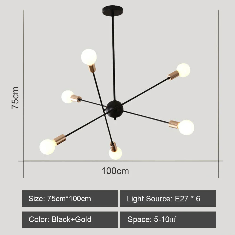 ثريا السقف LED من DecorBites™: تصميم سبوتنيك عصري وصناعي لغرفة المعيشة وغرفة النوم