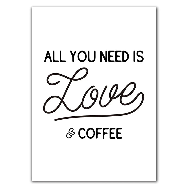 DecorBites™ "Awakened Aromas" Canvas Print - Nordic Black & White Coffee Quotes