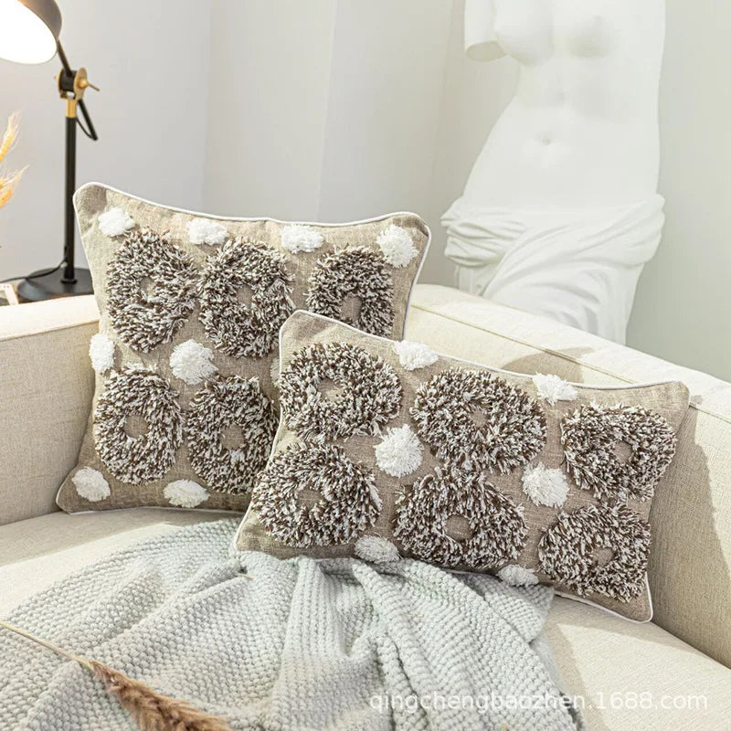 DecorBites™ Grey Diamond Tufted Zigzag Cushion Cover 45x45cm - Moroccan Style Pillowcase