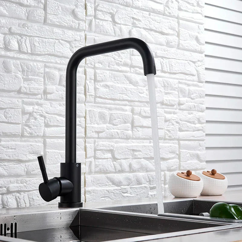 DecorBites™ Kitchen Faucet Hot Cold Water Mixer - Matte Black/Brushed Nickel Kitchen Taps